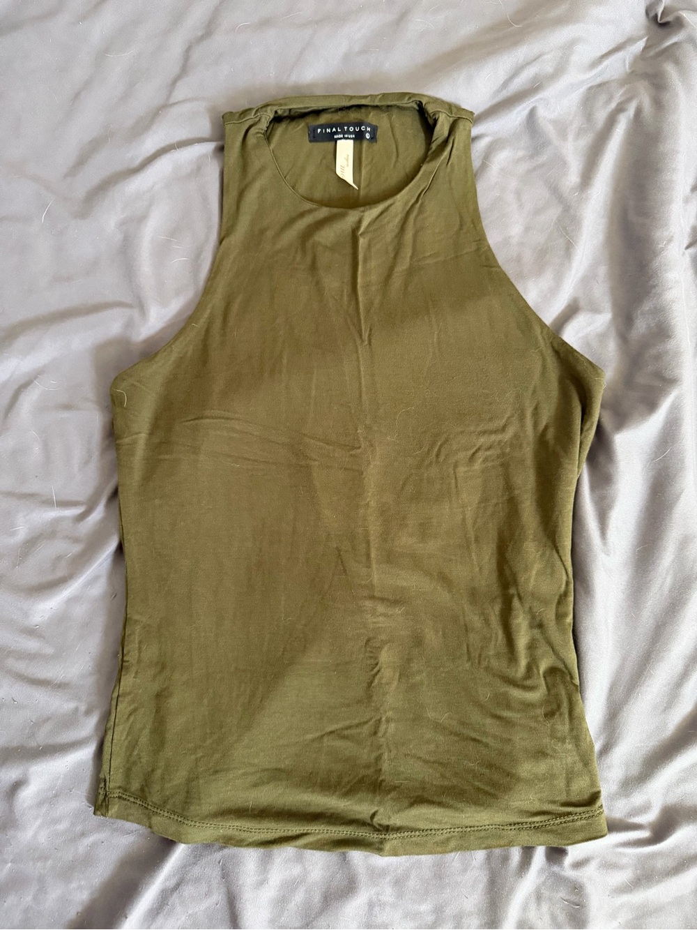 Final Touch High Neck Sleeveless Olive Tank Top Size Large VGUC